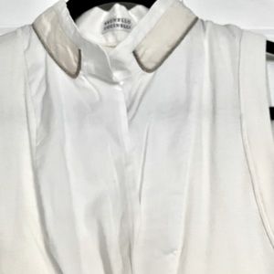 Brunello Cucinelli sleeveless ivory blouse medium